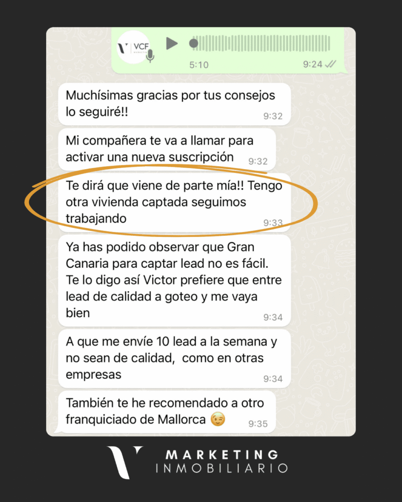 Testimonio captación de propietarios de cliente VCF Marketing Inmo. Testimonio de Daniel en Gran Canaria: una nueva captación de propietario conseguida con los contactos de propietarios de VCF MARKETING INMO.
