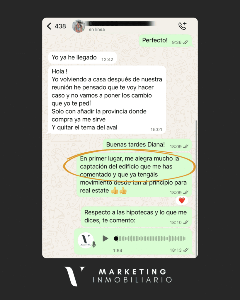Testimonio captación de propietarios de cliente VCF Marketing Inmo. Testimonio de Diana en Barcelona: captación de un edificio conseguida con los leads de propietarios de VCF MARKETING INMO.