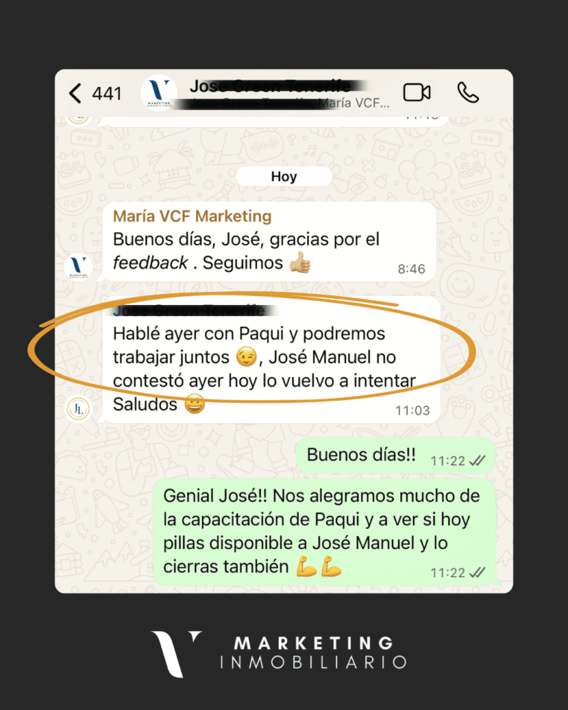 Testimonio captación de propietarios de cliente VCF Marketing Inmo. Testimonio de José en Tenerife: nueva captación en exclusiva de leads de propietarios cualificados con los contactos de propietarios de VCF MARKETING INMO.
