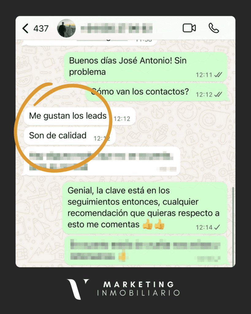 Testimonio captación de propietarios de cliente VCF Marketing Inmo. Testimonio de José Antonio en Vigo: captación de leads de propietarios cualificados con los contactos de propietarios de VCF MARKETING INMO.