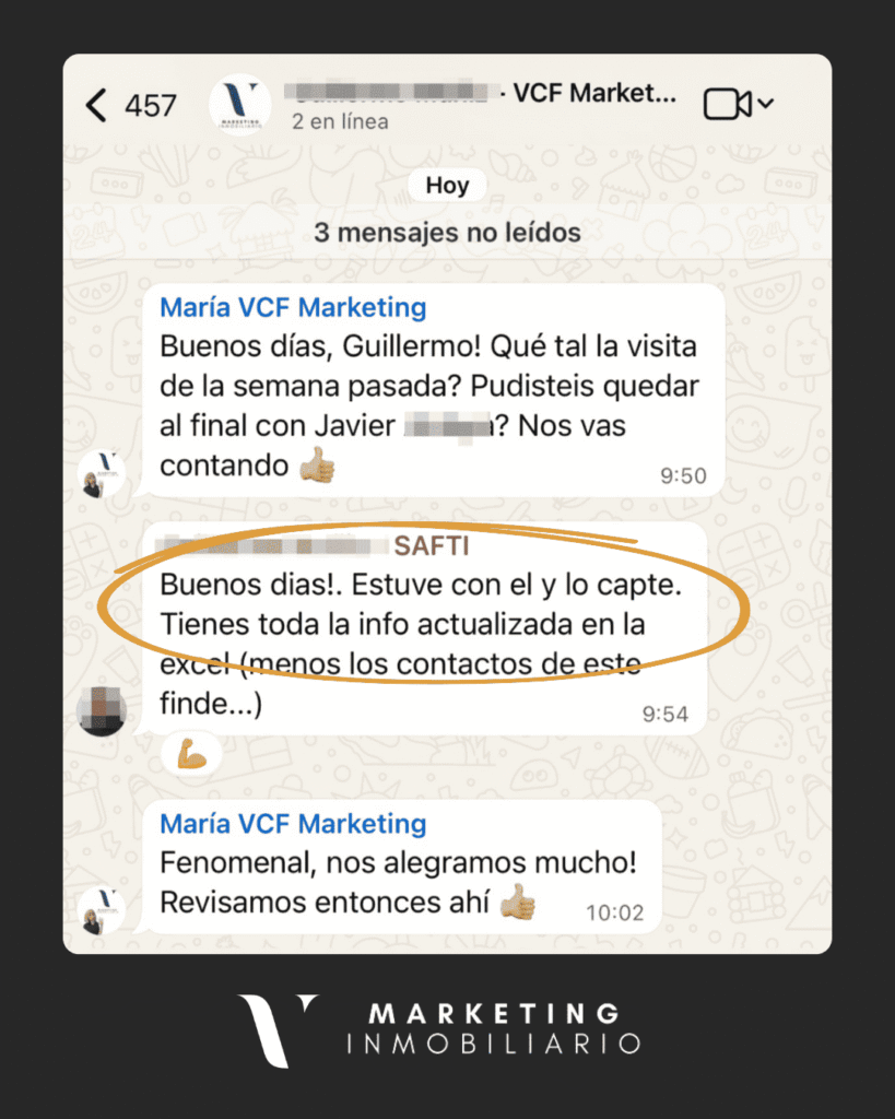 Testimonio captación de propietarios de cliente VCF Marketing Inmo. Testimonio de Guillermo (agente inmobiliario de SAFTI) en Valencia: captación de propietario conseguida con los contactos de propietarios de VCF MARKETING INMO.