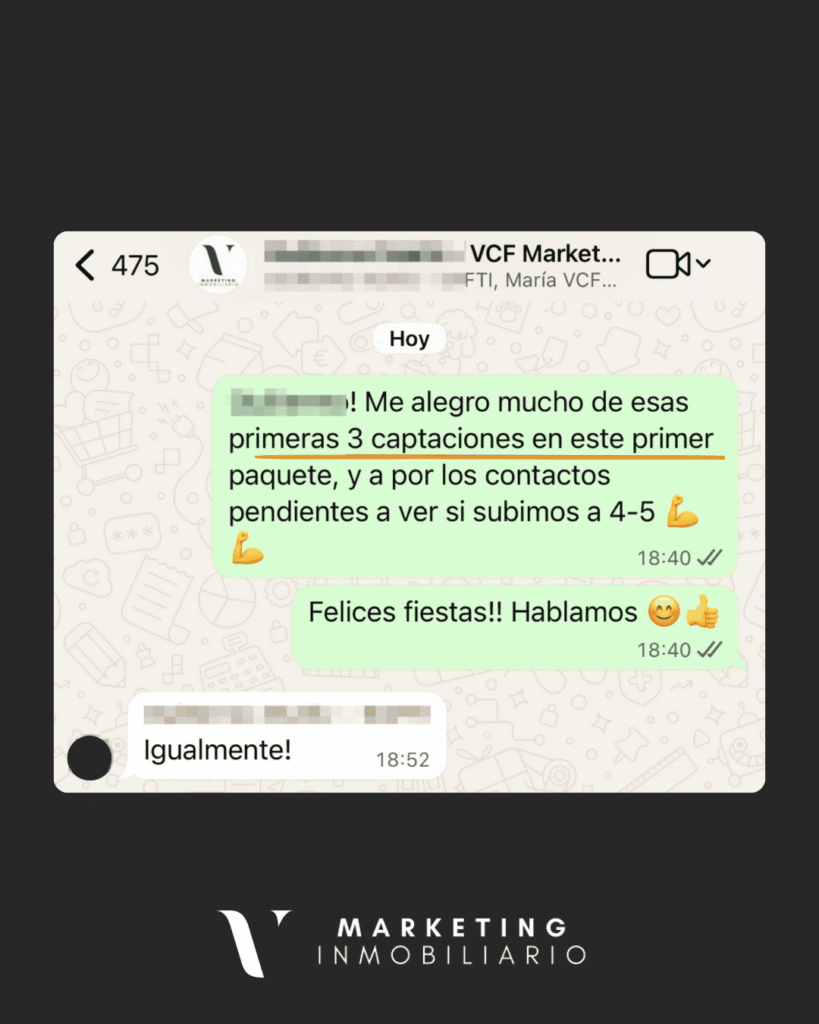 Testimonio captación de propietarios de cliente VCF Marketing Inmo. Testimonio de Guillermo (agente inmobiliario de SAFTI) en Valencia: 3 captaciones de propietarios conseguidas en su primer mes trabajando con VCF MARKETING INMO.