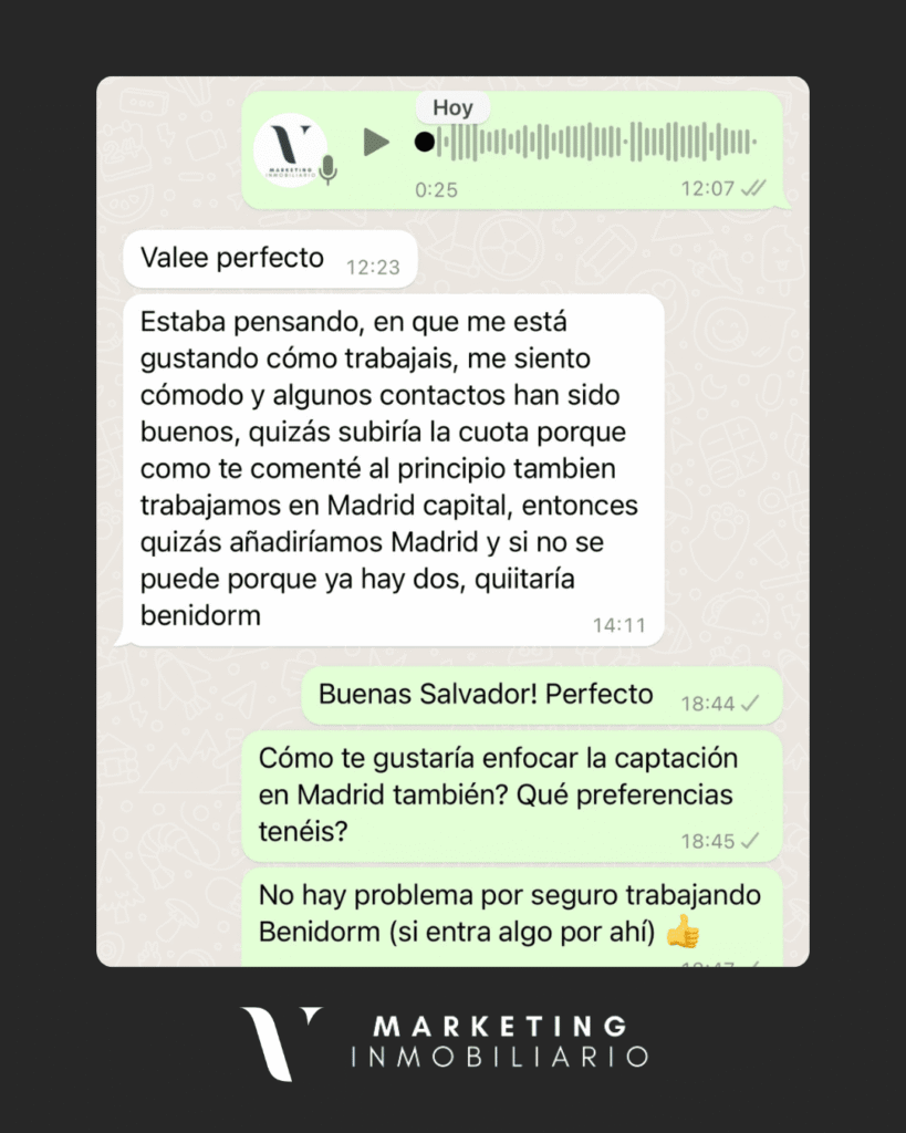 Testimonio captación de propietarios de cliente VCF Marketing Inmo. Testimonial de Salvador, agente inmobiliario en Valencia, satisfecho con la calidad de los leads de propietarios de VCF Marketing Inmo.