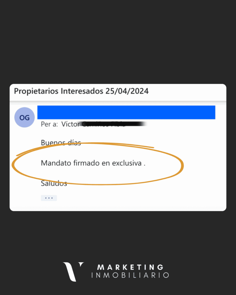 Testimonio captación de propietarios de cliente VCF Marketing Inmo. Mandato firmado en exclusiva (reseña), aumento de captaciones con VCF Marketing Inmobiliario