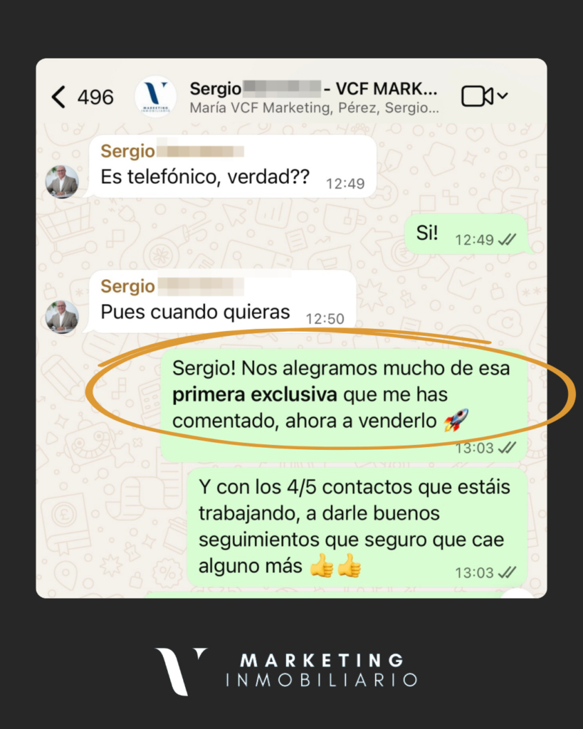 Testimonio captación de propietarios de cliente VCF Marketing Inmo. Testimonio de cliente de VCF Marketing Inmo. en Gran Canaria, primera exclusiva en su primer mes.