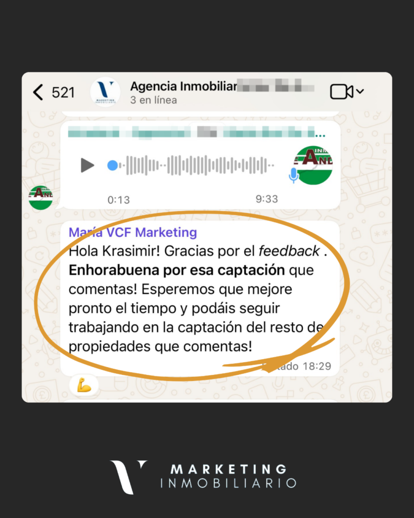Testimonio captación de propietarios de cliente VCF Marketing Inmo. Testimonio de cliente de VCF Marketing Inmo. en Costa del Sol, primera captación.